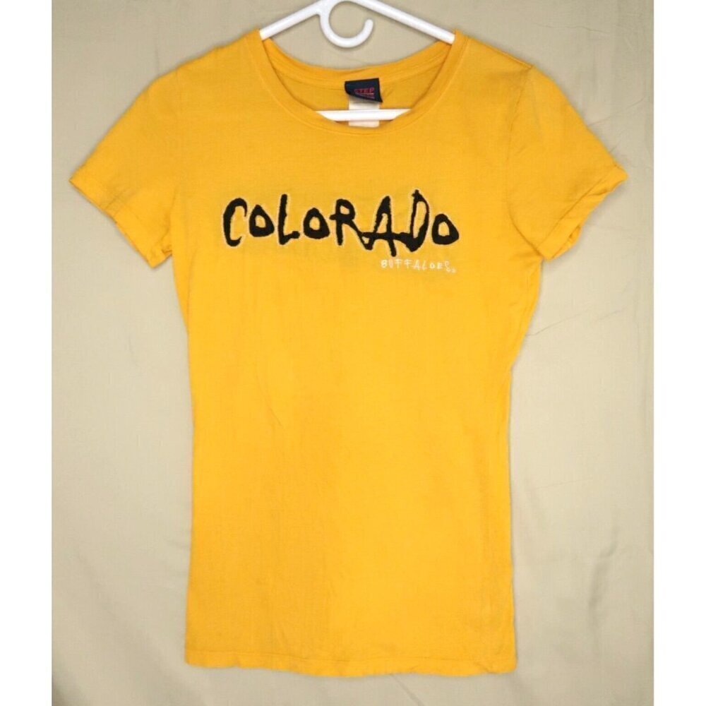 Vintage Colorado Buffaloes T-Shirt Step Ahead Yellow Embroidered Women's Medium